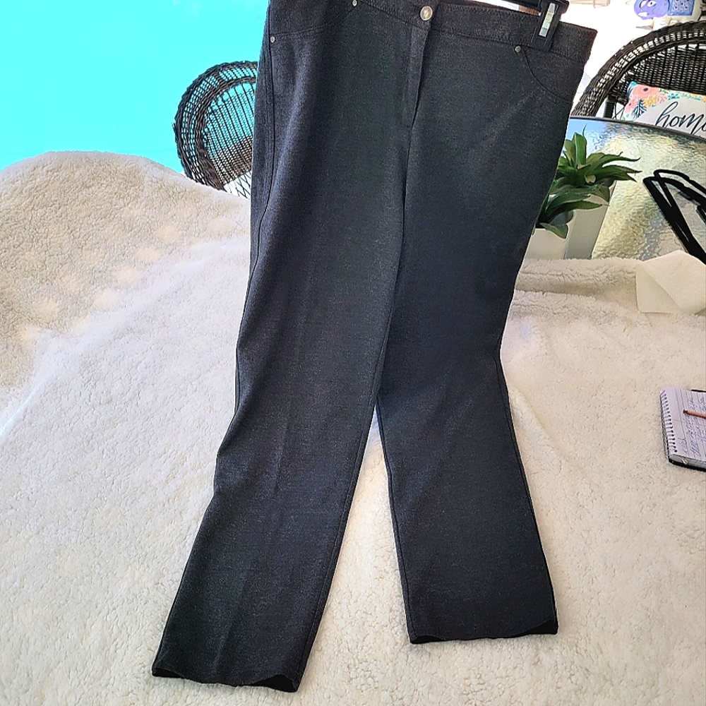 Chico's Charcoal Knit Jeans Sz 2R=12 - Picture 3 of 12